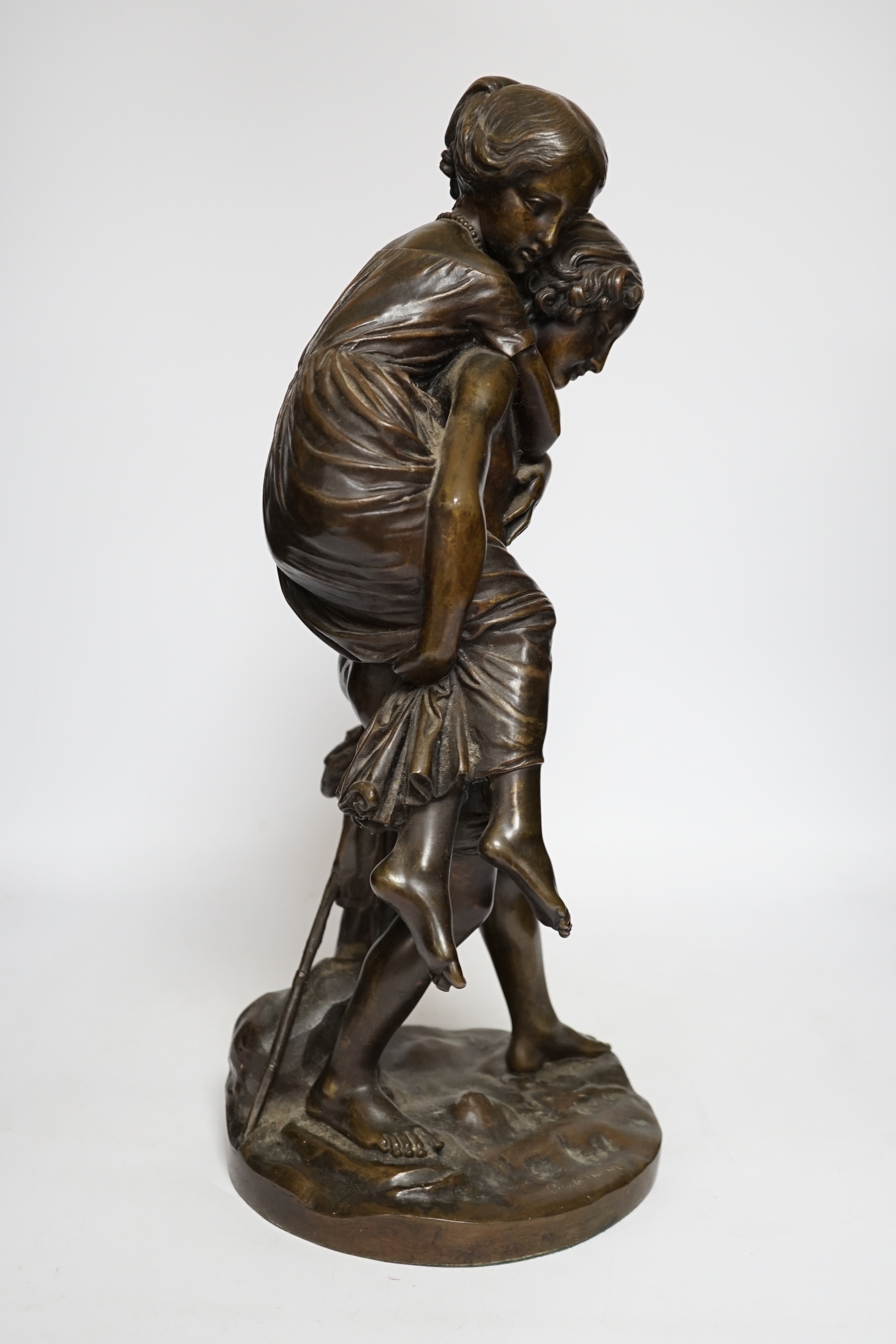 Charles Cumberworth (1811-1852), a bronze figure group, 47cm